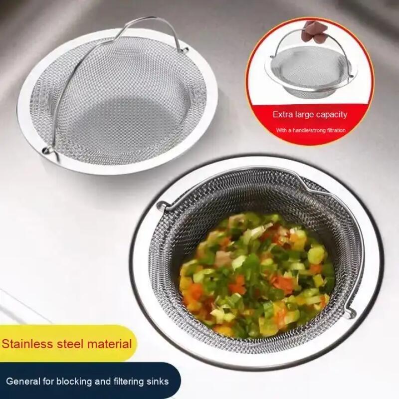 High-Quality Durable Stainless Steel Woven Mesh Sink Strainer Set (2-Pack) – Sturdy Metal Filter Basket with Handle, Designed to Capture Hair & Food Debris in the Kitchen and Bathroom