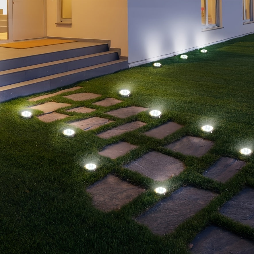 4/5/6/10/12/20pcs 8LED Super Bright Solar In-Ground Light (Regular/Mini Style) Outdoor IP44 Solar Powered Ground Light, Perfect for Garden, Backyard, Stairs, Pool, Walkway, Driveway, Pavement, Flower Bed, Auto On/Off, Easy Installation