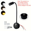 RV reading light 12V, camper van LED spotlight interior lamp bedside light, dimmable and color-adjustable, suitable for boats, trailers, vans and RVs