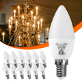 ALLU, 12-pack, B11/C37 LED candelabra bulb 5W 500 lumens (50W equivalent), E12 base, CRI 85+, 3000K/5000K/6500K color temperature, AC110-130V non-dimmable, suitable for home, bar, restaurant and hotel decoration