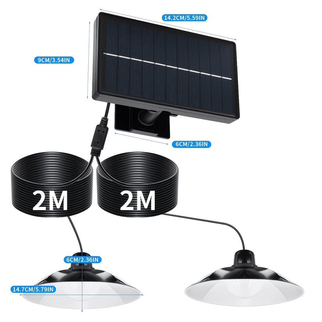 Solar Pendant Light - Dual/Single Head, Outdoor and Indoor Lighting, Suitable for Patio, Garage, RV Camping - Adjustable Brightness, Easy Installation, Outdoor Solar Light