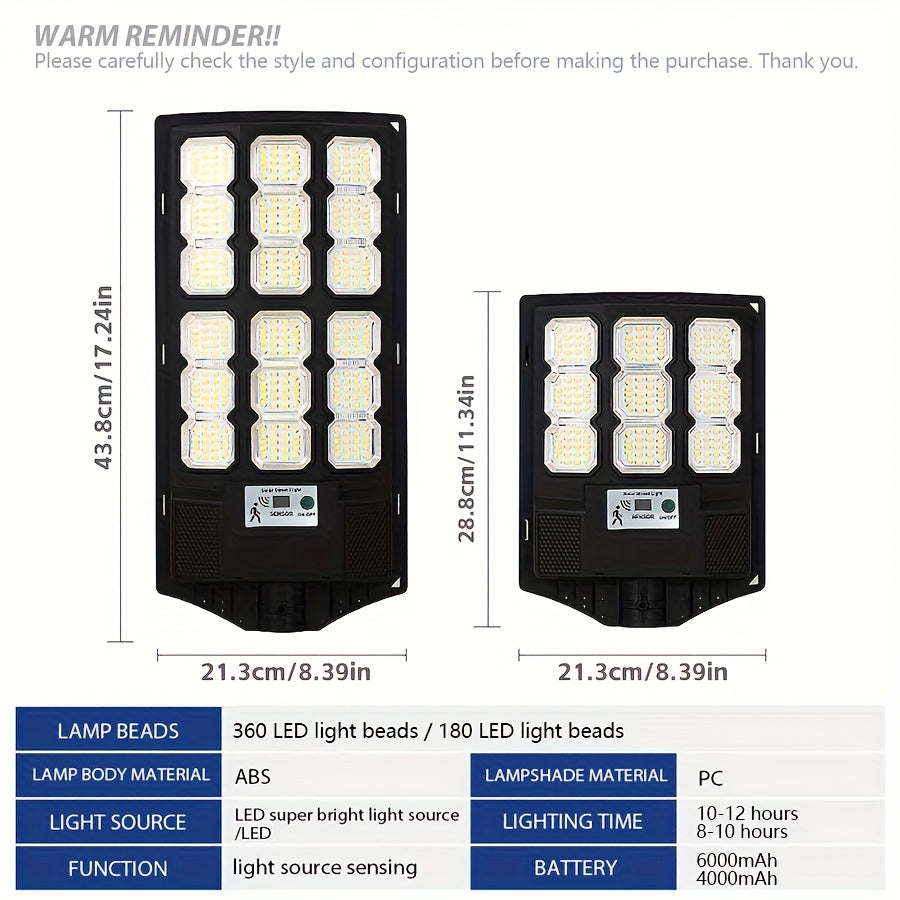 2 Pack / 1 Pack - Super Bright LED Solar Street Light, Outdoor Wall Lighting, Wide Angle Courtyard Light, with Motion Sensor and Remote Control Wall Light - Ideal for Commercial Streets, Parking Lots, Courtyards, Gardens, Garages, Farms