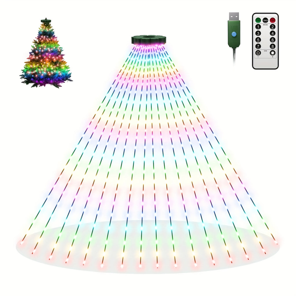 2 米 400LED 圣诞树串灯，USB 供电带遥控器，暖白色。适用于圣诞树、节日装饰、派对，轻松营造节日氛围。