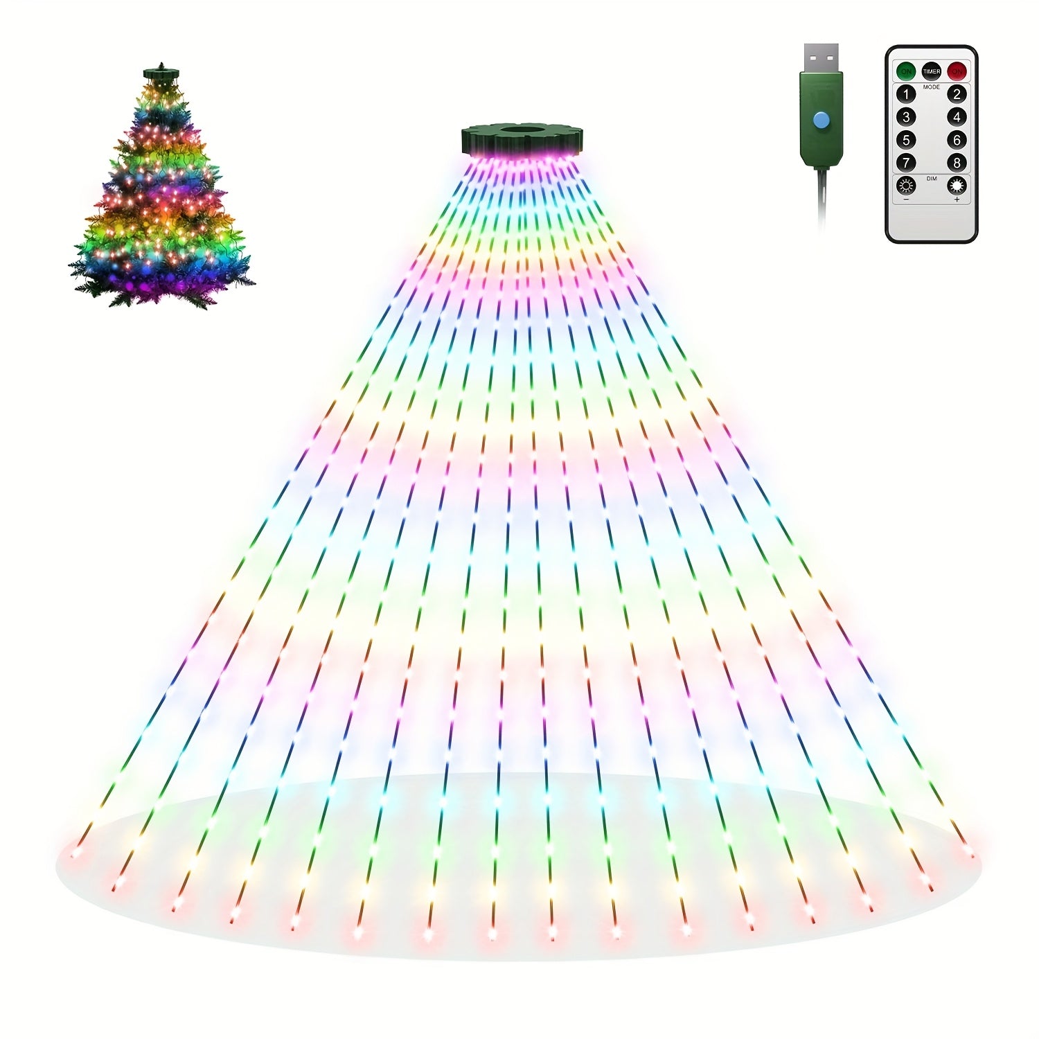 2 米 400LED 圣诞树串灯，USB 供电带遥控器，暖白色。适用于圣诞树、节日装饰、派对，轻松营造节日氛围。