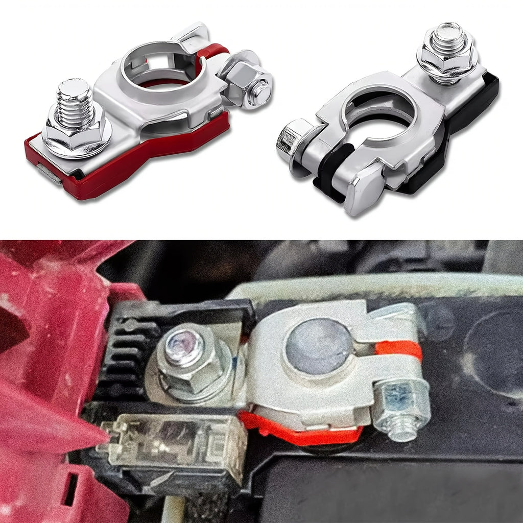 Car Battery Terminal Connector Set, Includes Positive and Negative Top Terminals, with Plastic Base