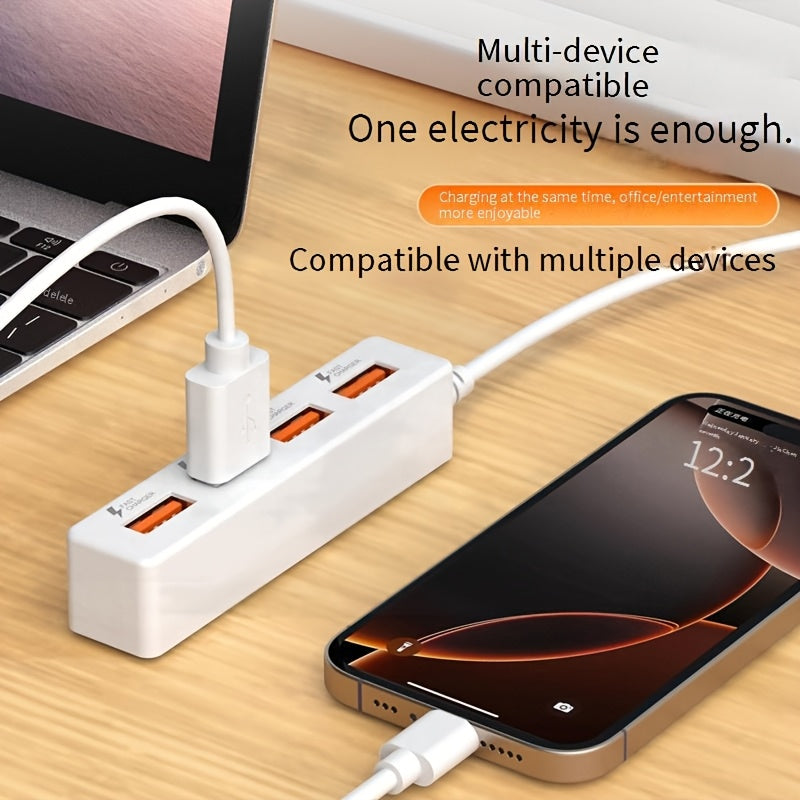 Mini multi-function USB four-port converter 11.81inch, 47.24inch 4 USB charging row plug, desktop charging station, no queuing for equipment power, multi-USB charging port, simple, beautiful and more practical