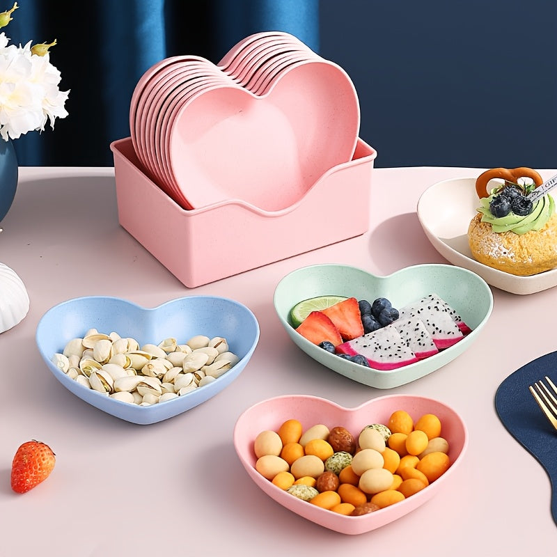 5 or 10 Pieces, Plastic Heart-Shaped Dinner Plate, Fruit Plate, Dessert Plate, Cake Plate, Snack Plate, Pickle Plate – Kitchenware, Kitchen Supplies