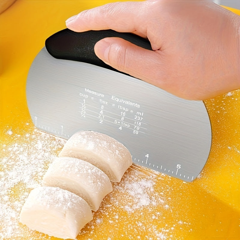 1PC Dough Scraper, Stainless Steel Cutter, Food Scraper, Pastry Dividing Tool, Bread and Bakery Cutting Board, Baking Kitchen Gadget