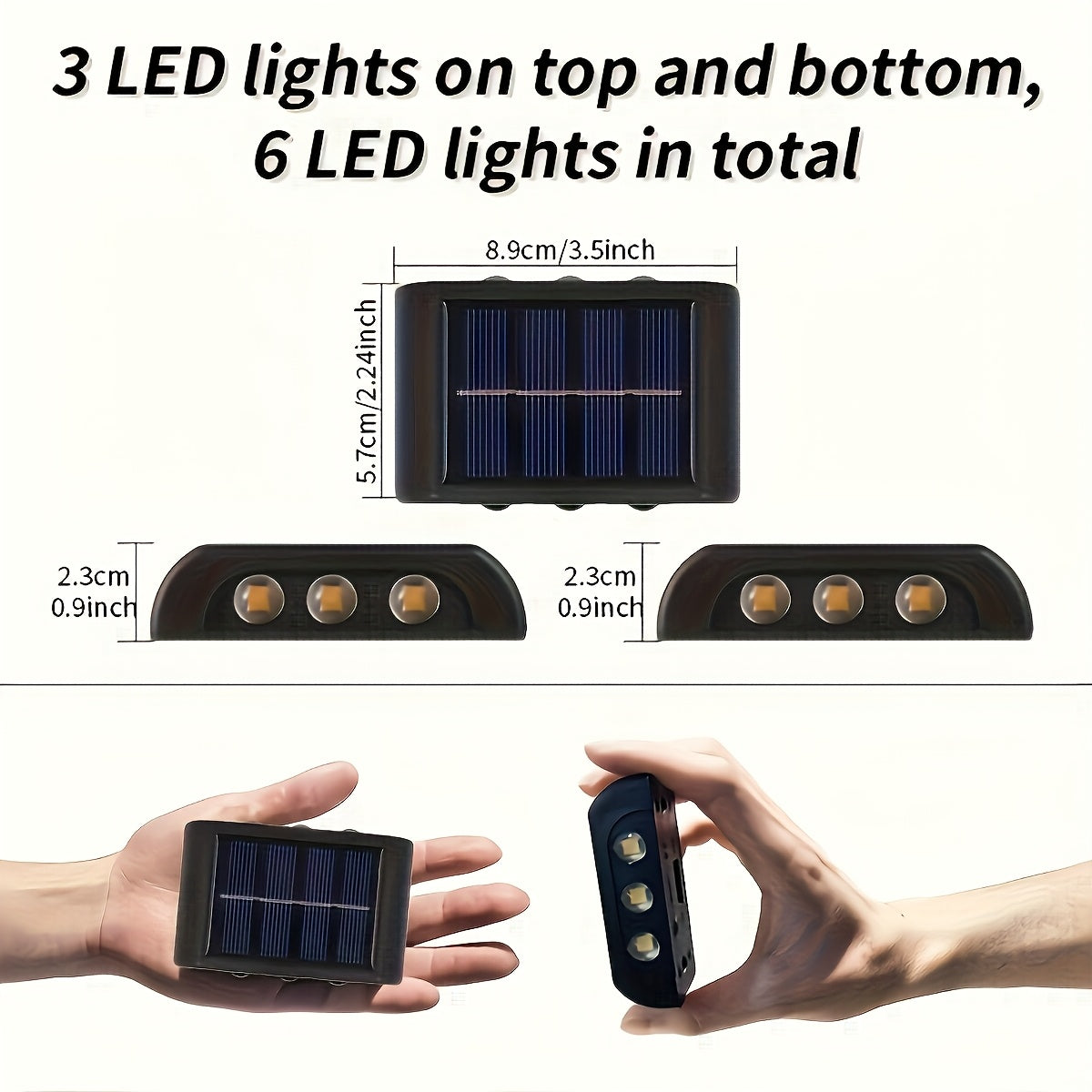 2-pack solar LED lights, outdoor solar spotlights, landscape balcony exterior wall decorative solar wall lights, outdoor exterior wall mounted lights, dusk to dawn, suitable for outdoor garden walls, pathway wall lights, warm/cool color optional