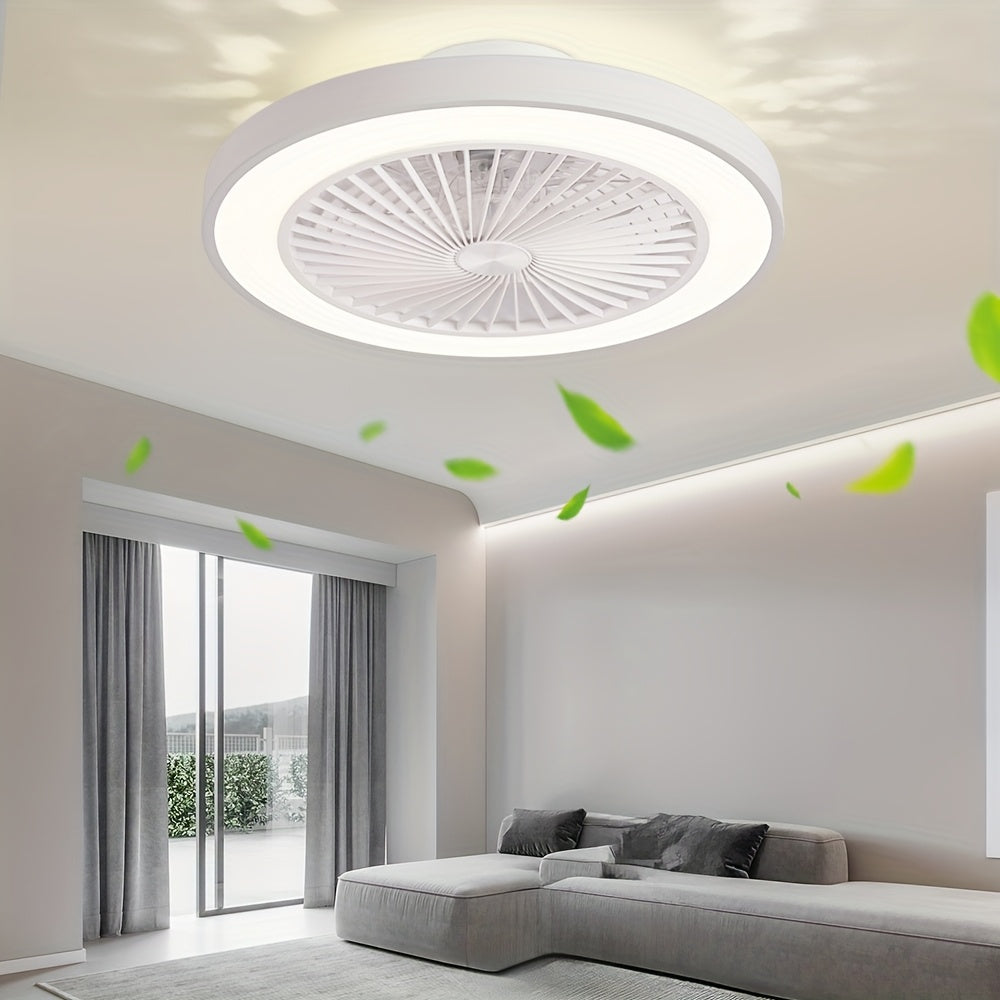 20 Inch Ceiling Fan with Light, Modern Low Profile, Upgraded Flush Mount Ceiling Fan, 6 Speeds, Dimmable LED & Quiet Motor, Ideal for Bedroom Living Room