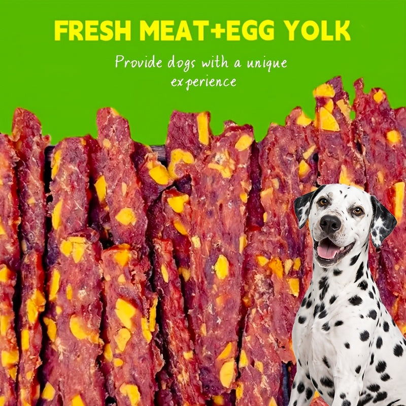 天然鴨肉蛋黃肉乾狗零食 適合所有犬種 - 低溫風乾肉質零食含蛋黃碎粒，耐嚼硬質肉乾適用於訓練獎勵、幼犬磨牙及日常咀嚼，天然鴨肉風味