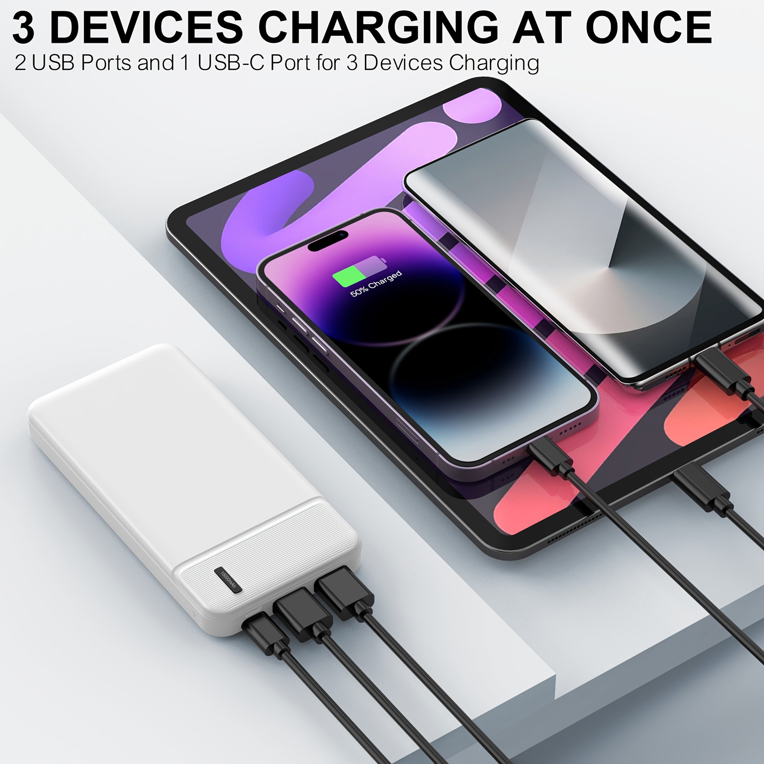 3-Pack Power Bank Portable Charger 10000mAh, PD 22.5W Battery Pack, Slim, Portable.(3 Packs)