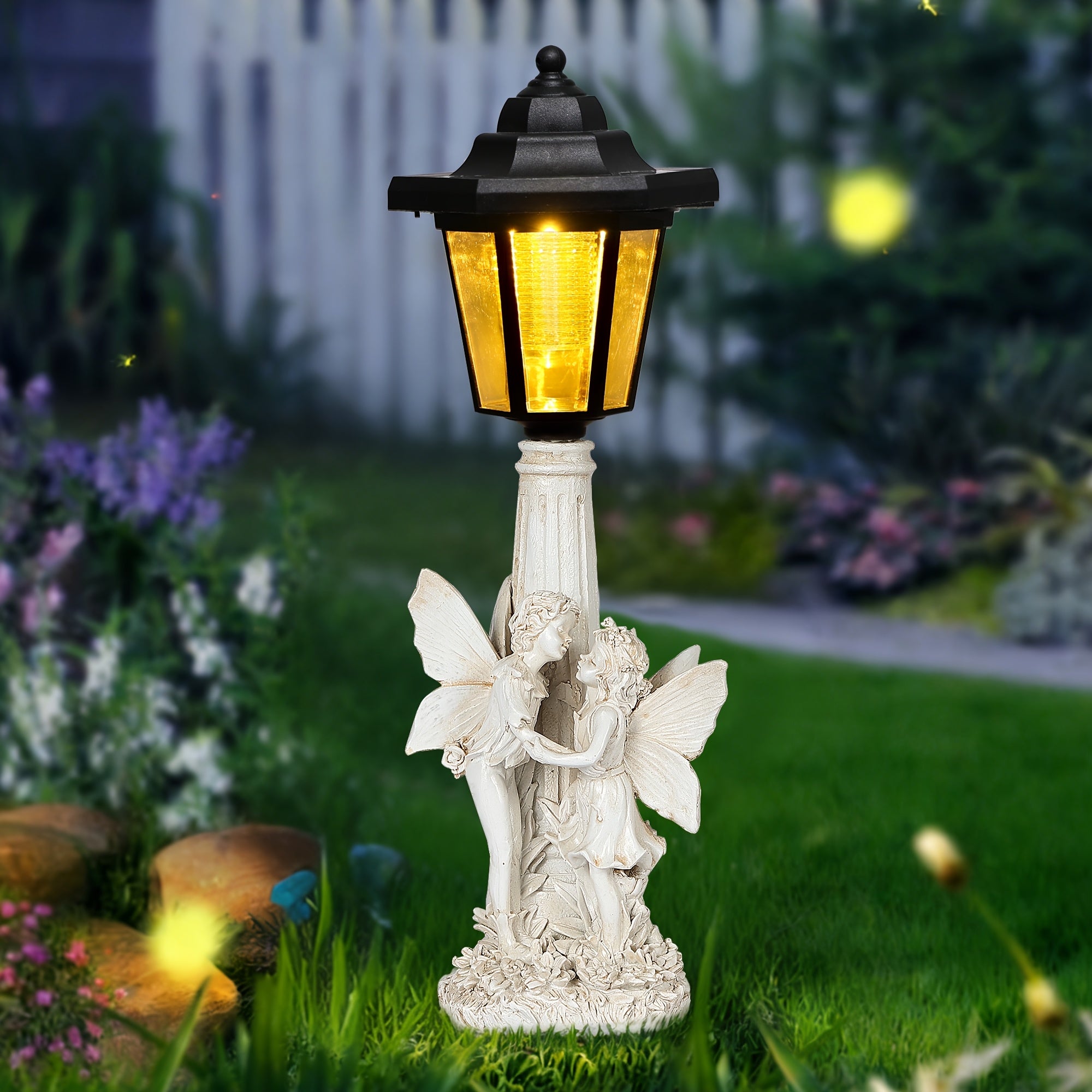 OTDECOR 1-Piece Solar Couple Angel Outdoor Statue Light, IPX4 Outdoor Boy and Girl Garden Statue, Outdoor Solar Light, Suitable for Balcony, Lawn, Porch Decoration, Housewarming Gift for Family and Friends
