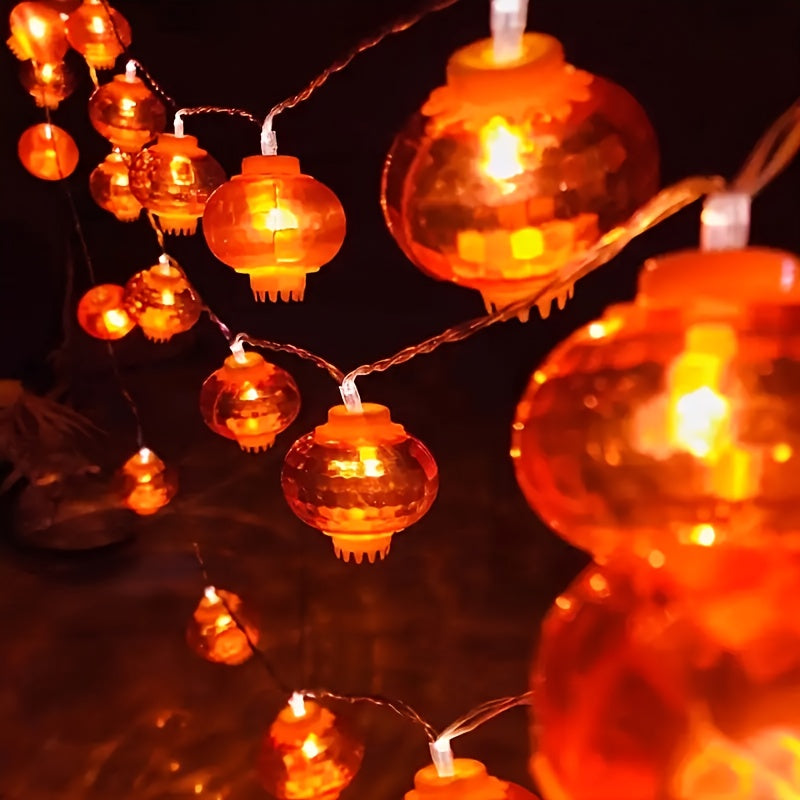 1件裝春節紅燈籠LED串燈 - 電池供電，流蘇裝飾掛燈，適用於節日家居及派對裝飾、萬聖節裝飾燈、聖誕裝飾燈