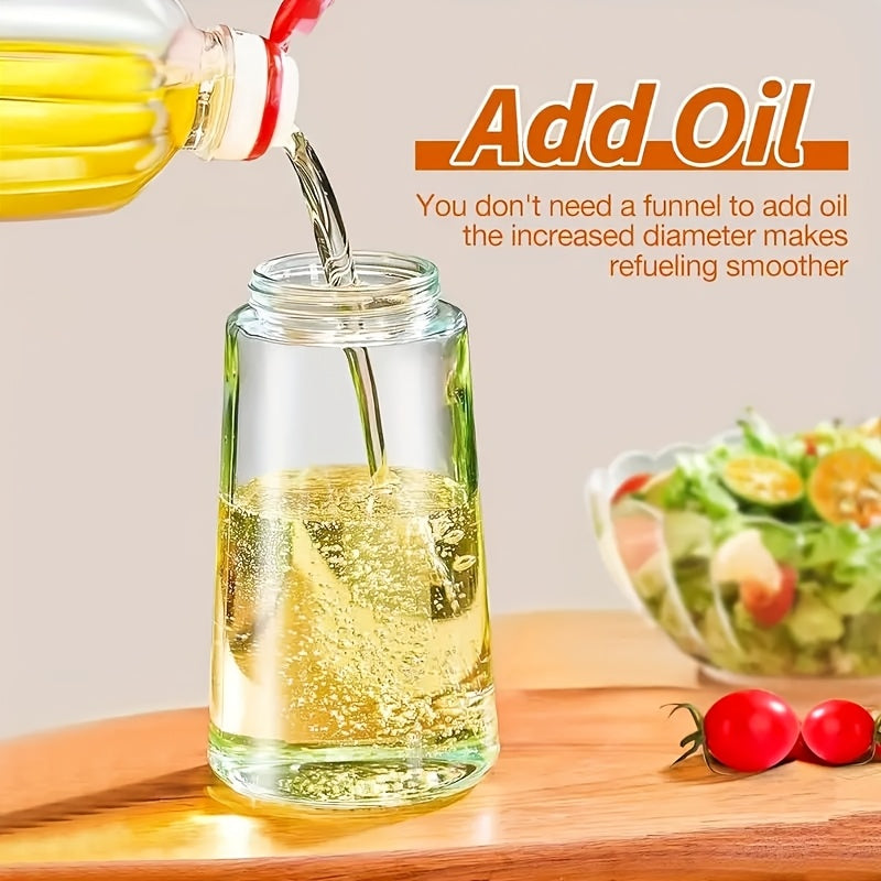 16 Oz Glass Oil Spray Bottle - 470ml Olive Oil Sprayer, 2-in-1 Kitchen Gadget, Perfect for Cooking, Salad Dressing and Barbecue, Square Design with Black Lid, Hand Wash Only, PVC Free