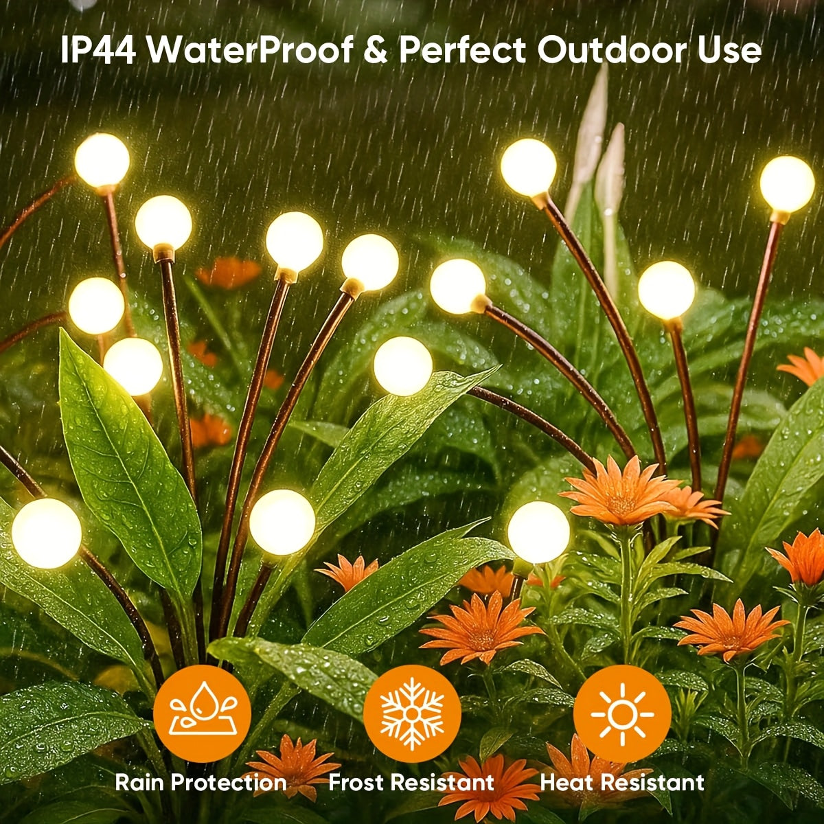4 Pack Solar Garden Light, 32 LED Beads, Firefly Ground Light, IP44 Outdoor Decorative LED Light, Garden Decorative Globe Light, Festival Party Christmas Independence Day Dancing Lighting, Add Bright Decoration to Your Garden