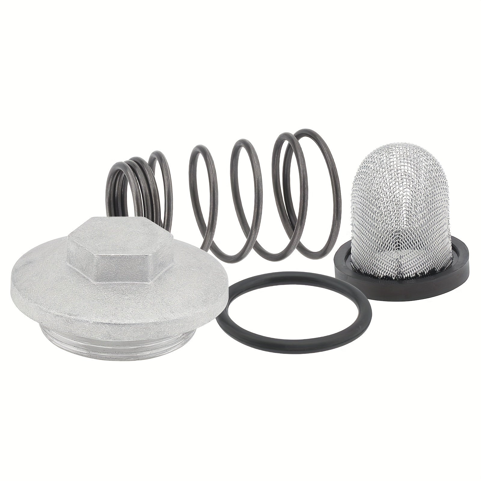 GY6 50cc 125cc 150cc Oil Drain Plug for QMB139 157QMJ Engine / Scooter – Complete Set with O-Ring, Spring, Oil Filter & Aluminum Oil Pan Screw Kit