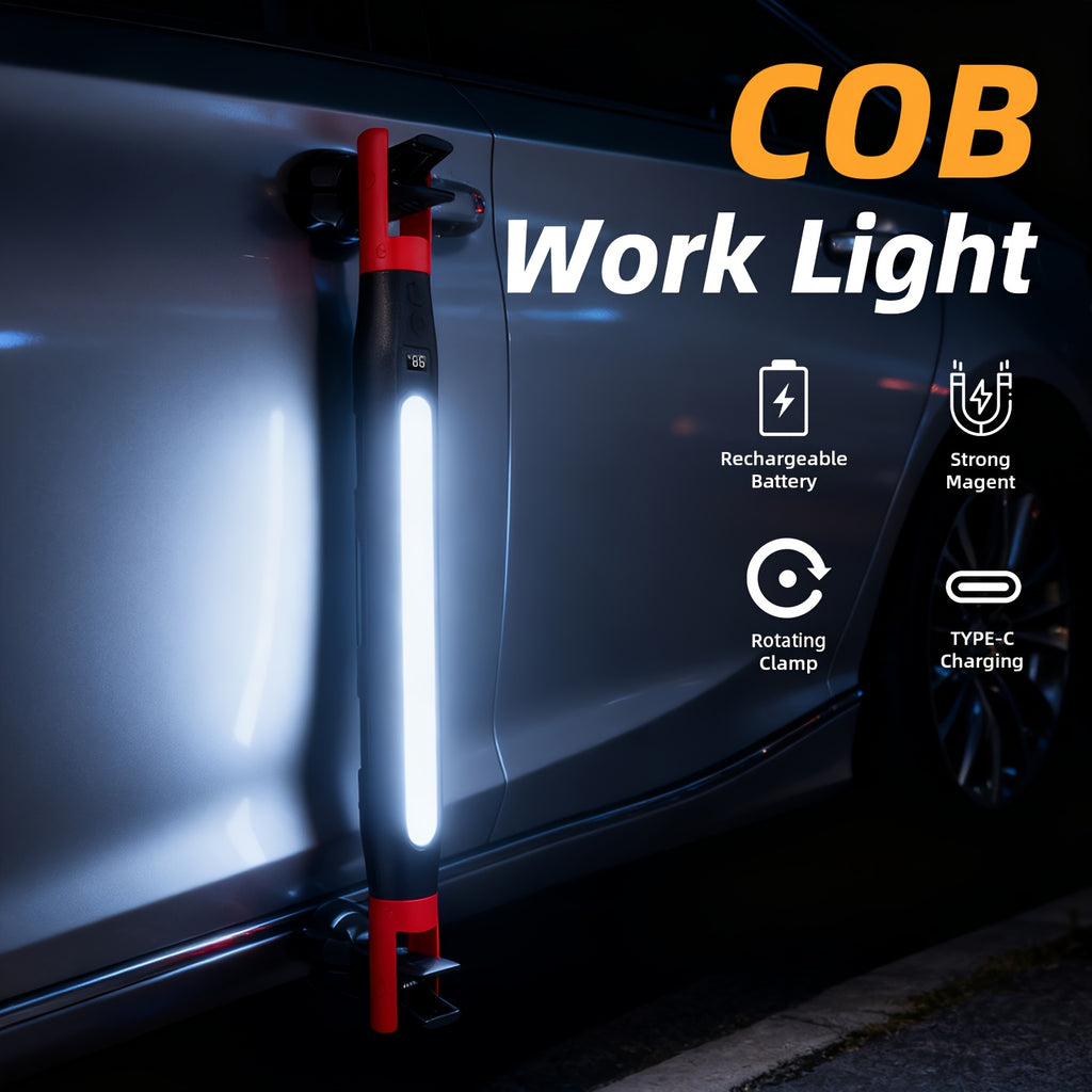 High Bright LED Work Light, 2000mAh Rechargeable Portable Flashlight, Magnetic & Hook Design Under Hood Work Light, Mechanic Light for Auto Repair Inspection Garage Workshop Emergency