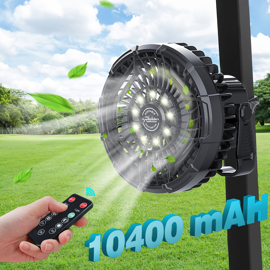 Golf Cart Fan, USB Rechargeable Portable Fan with Clip, 3 Speeds Strong Airflow, 360° Rotatable Silent Cooling Fan for Golf Cart Outdoor Camping Travel