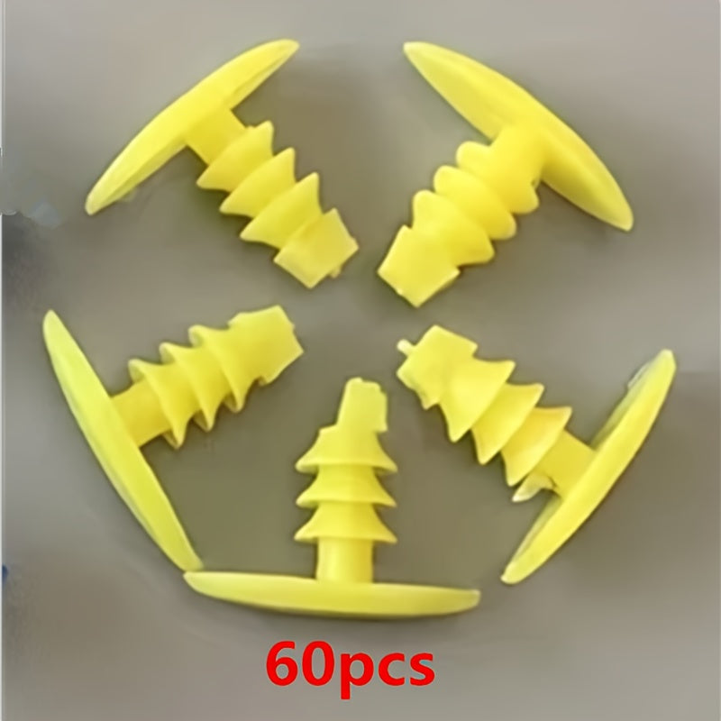 60/100pcs Car Window Sealing Clips - Durable Plastic Yellow Spring Clips with Strong Adhesive, Suitable for Windproof Strips, Door Frames, and Trim Accessories (Auto Parts)