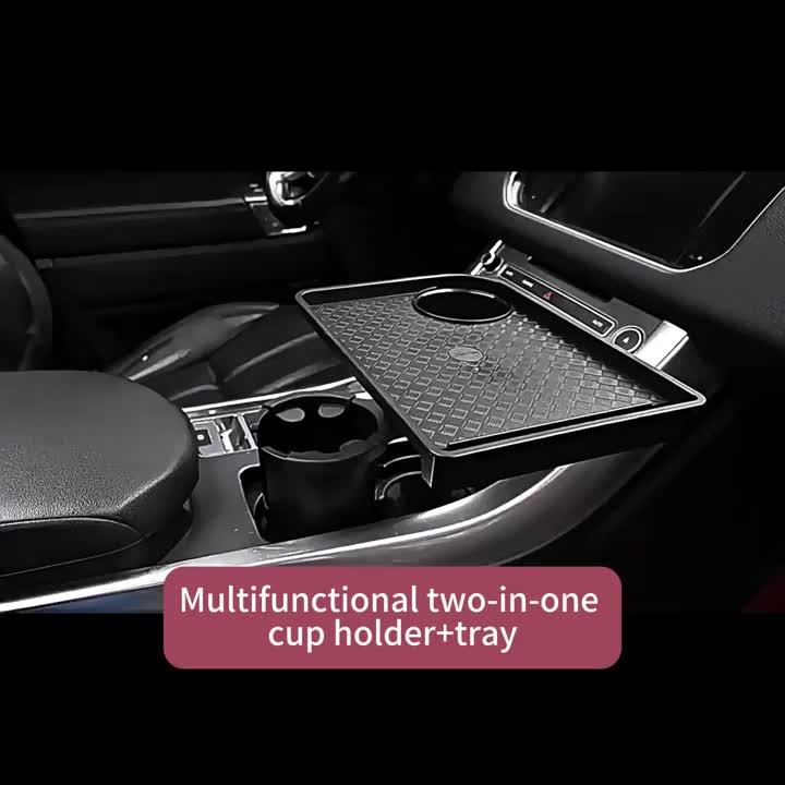 3-in-1 Car Cup Holder Expandable Tray, Detachable 360° Swivel Adjustable Base, 40lbs Load Capacity, Non-Slip Rubber Pad, No Direct Contact with Food, Dual Cup Holders, Perfect for Daily Commute / Long-Distance Driving / In-Car Dining