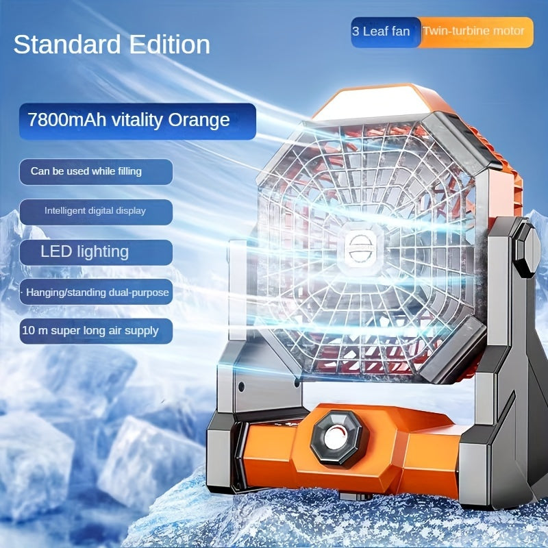 New Arrival Popular Outdoor Autumn Camping Fan, LED Light Fan with Adjustable Brightness, Portable Hanging Fan for Camping Tent Picnic Party Car Pet Kennel, USB Rechargeable Large Capacity Long Lasting Battery, Ideal Practical Festival Gift