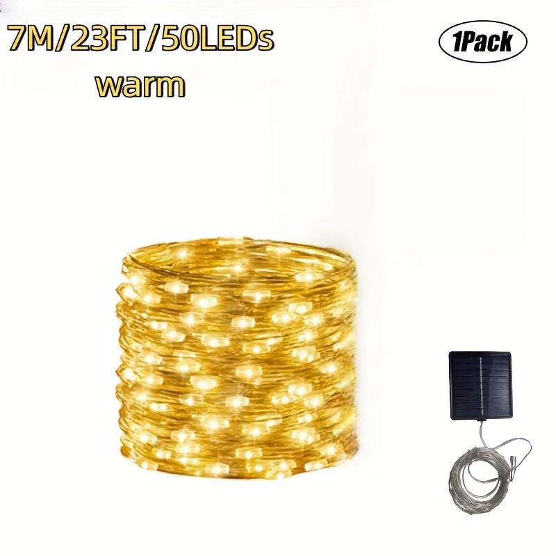 1件 1259.84英寸 300LED/866.14英寸 200LED//472.44英寸 100LED/275.59英寸 户外太阳能串灯，8种照明模式，防水仙女灯适用于花园派对新年婚礼后院圣诞树围栏泳池装饰门廊悬挂灯暖白色，多彩万圣节装饰，圣诞节装饰