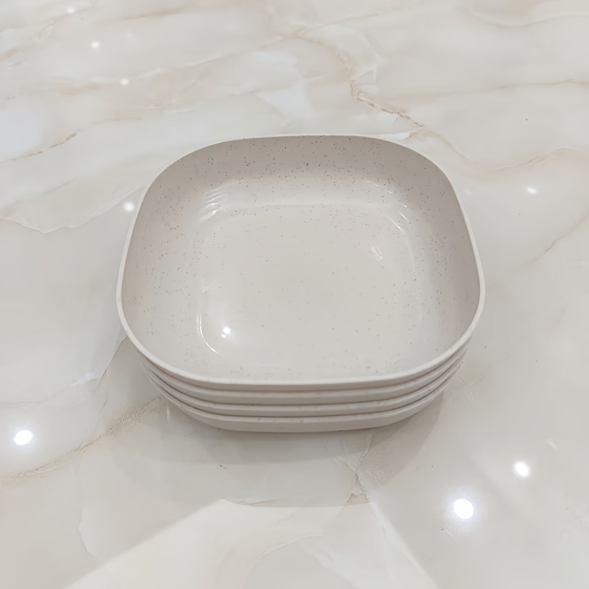 4/5Pcs Square Deepened Plates, Thickened Lightweight Dinner Plates, Microwave Safe & Dishwasher Washable, Easy Clean Stackable Shatterproof Tableware, Ideal for Fruit Salad Dessert Party Camping & Back to School
