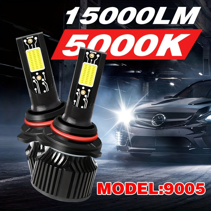Car LED Light Kit (2-Pack), for Car Headlights, Compatible with 9005/HB3, 9006/HB4, H11, H4, H7, H1, F17 Models, Provides 15000 Lumens and 180W of 5000K White Light Illumination, No Battery Included
