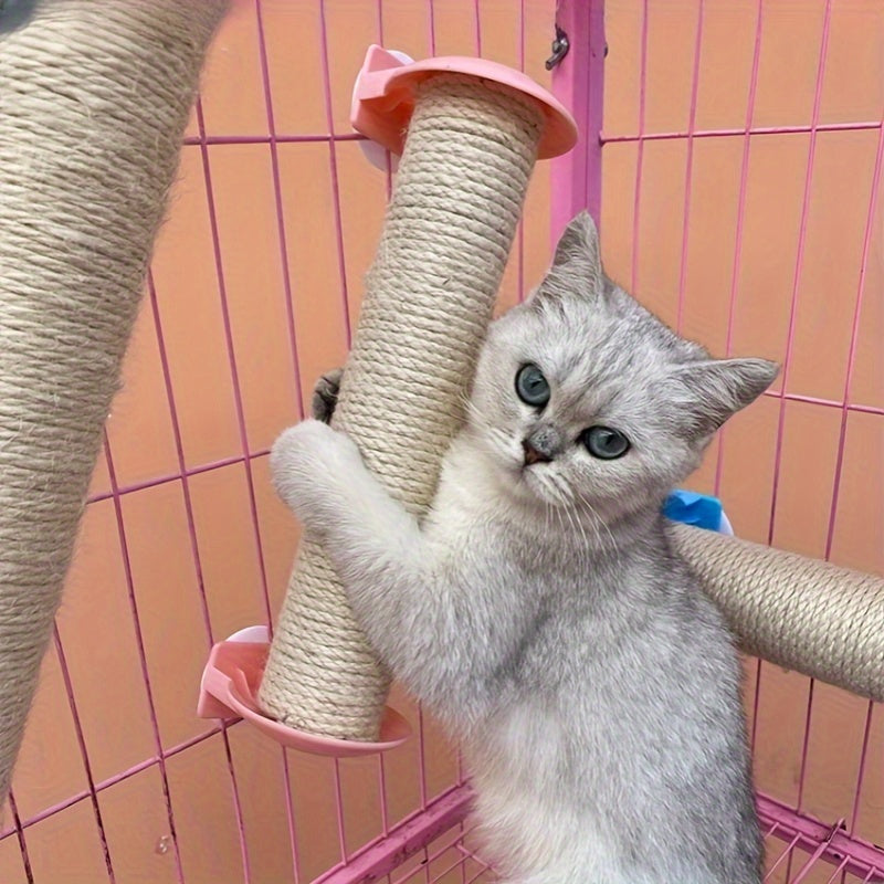 猫爬架替换柱 猫窝配件 猫蹭痒剑麻垫 DIY猫笼悬挂猫抓柱 猫咪解闷神器 耐用猫抓板配件 适用于家庭和办公室 防滑耐磨 易安装