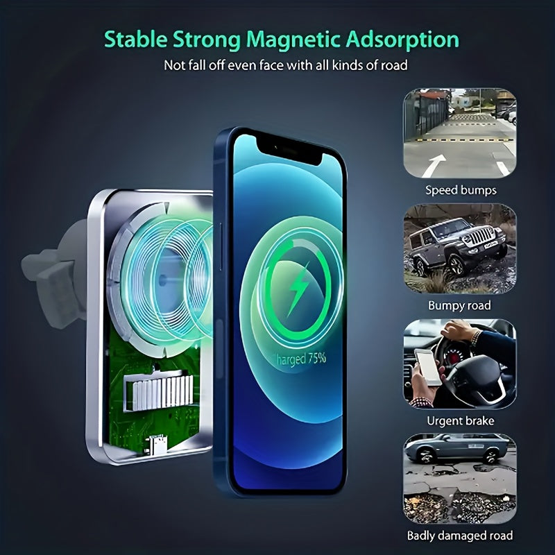15W Magnetic Wireless Charging Stand, Suitable for iPhone 17/16/15/14/13/12 Series and 25/S24/S23/S22 - USB-C Interface, No Battery Required, Easy to Install, Fashionable Appearance | Essential USB-C Charging Station for Travel, Magnetic Mobile