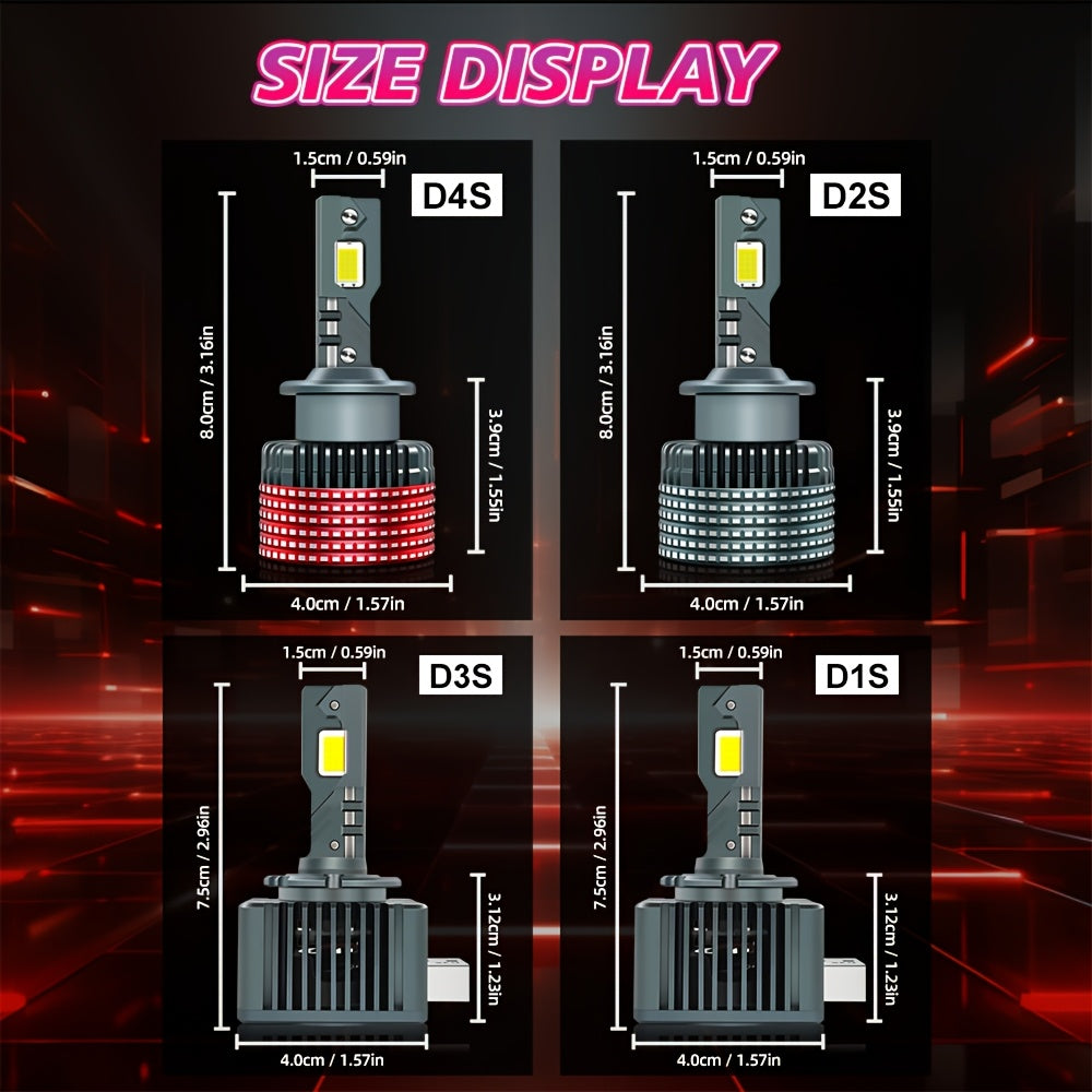 2-Pack D1S/D1R D2S/D2R D3S/D3R D4S/D4R 58000 Lumens 210W Xenon Bulbs, Upgrade Super White Light 6000K, Car Headlights, CANBUS Error-Free, Plug-and-Play