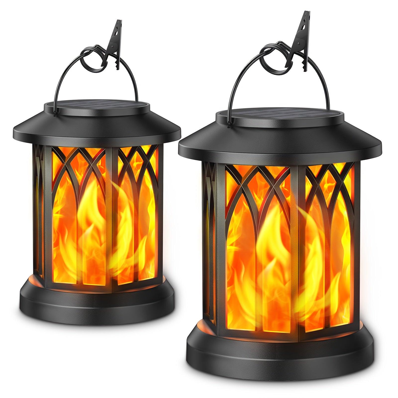 Flickering Flame Solar Hanging Light, Upgraded 2/4-Pack Outdoor IPX5 Waterproof Solar Light, Hanging Decorative Light, Automatic On/Off Solar Light for Courtyard, Patio, Path, Tree, Garden Decoration, Women's Holiday Gift