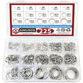 225-Piece External Retaining Ring Assortment, Includes 15 Sizes, Made of 304 Stainless Steel, Fits Shafts from M3 to M25.