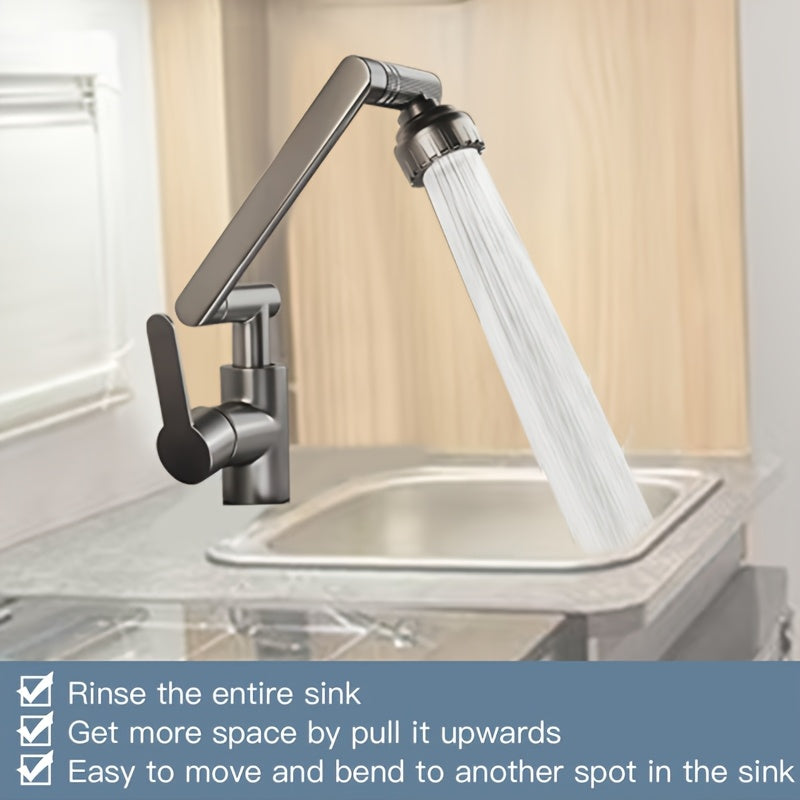 1 Set Gunmetal Gray Swivel Faucet RV Bathroom Kitchen Set - Durable ABS, 360° Hot & Cold Faucet with 23.62" Hose - Easy Install, User-Friendly Design