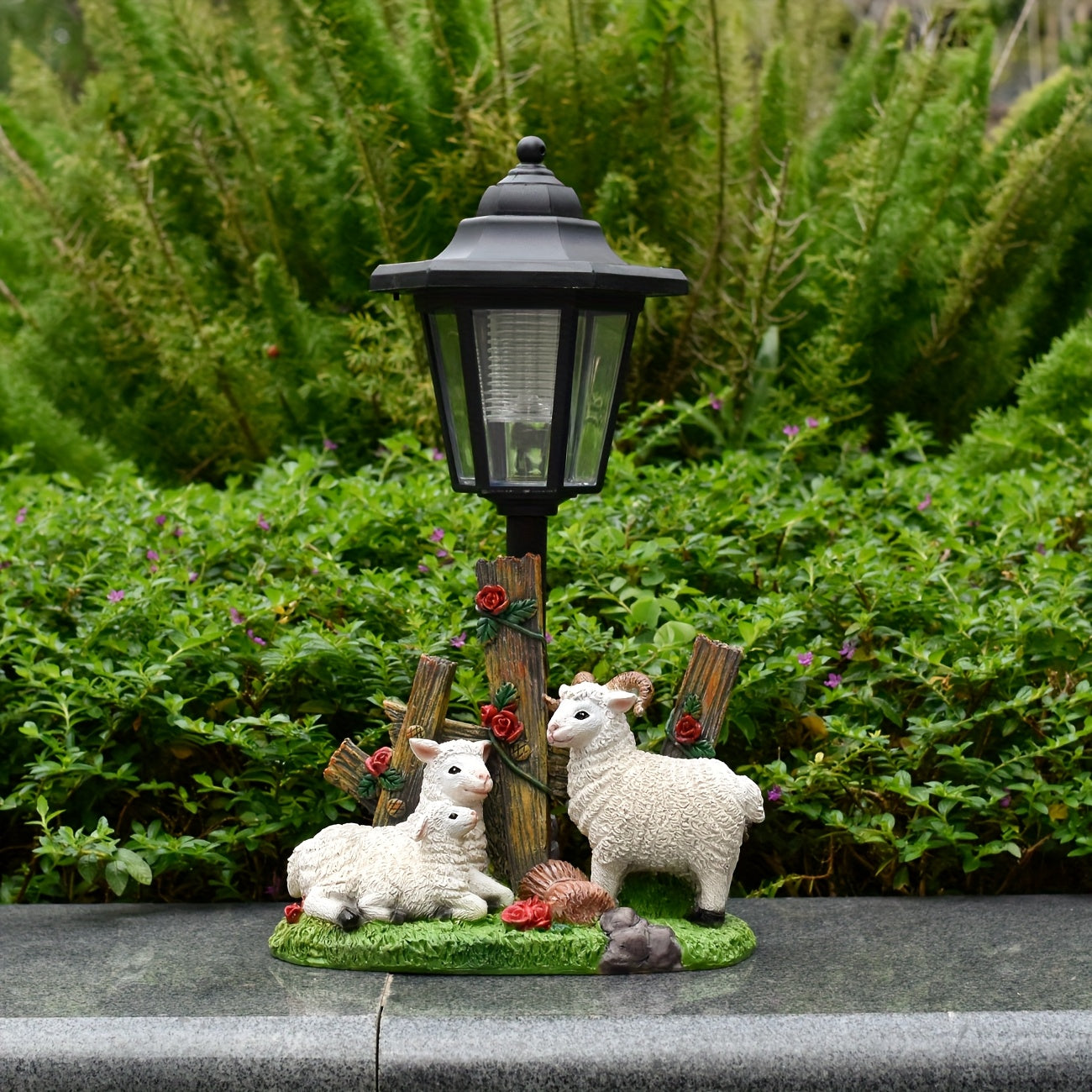 OTDECOR 1-Piece Solar Sheep Family of Three Outdoor Statue Light, IPX4 Solar Sheep Family of Three Decoration, Suitable for Outdoor Courtyard Decoration, Lawn Decoration, Garden Decoration, Path Decoration