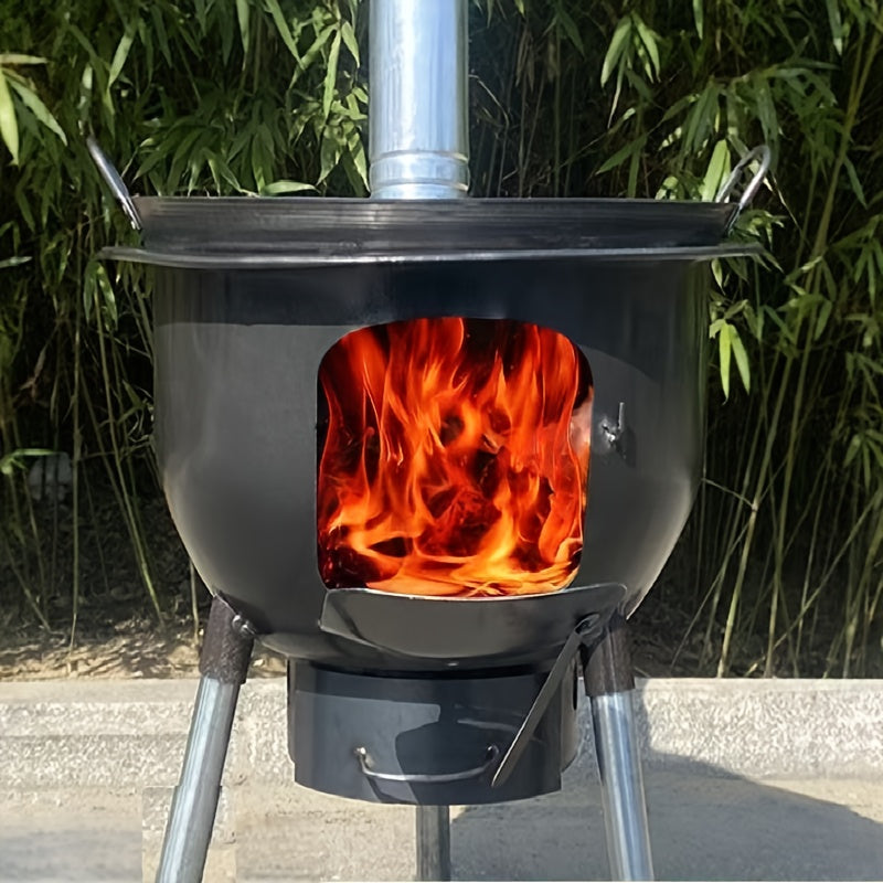 Iron Art Outdoor Integrated Wood Burning Stove, Rural Home Wood Stove, Outdoor Thickened Portable Stove, Smokeless Pot Stove, Cooktop Stove/