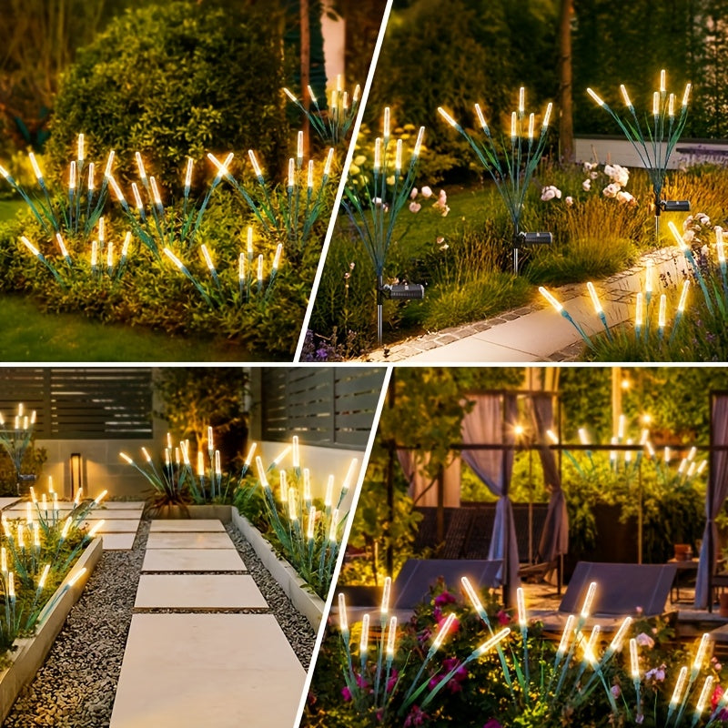 Solar Courtyard Light - IP65 Waterproof LED Outdoor Fairy Light, Swaying Reed Design, Suitable for Patio, Courtyard and Pathway Decoration, Solar Powered, Warm White Light Garden Solar Light