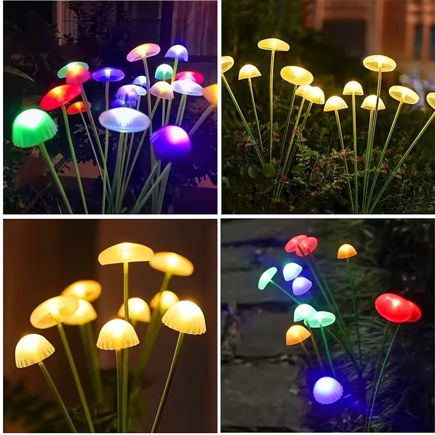 FACHOI 6/4-Pack Solar Jellyfish Mushroom Light, 32/24 LEDs Garden Landscape Lighting, IP44, Outdoor Ground Spike Lawn Light, Suitable for Garden Decoration, Holiday Courtyard Decorative Lighting, Outdoor Path Lighting