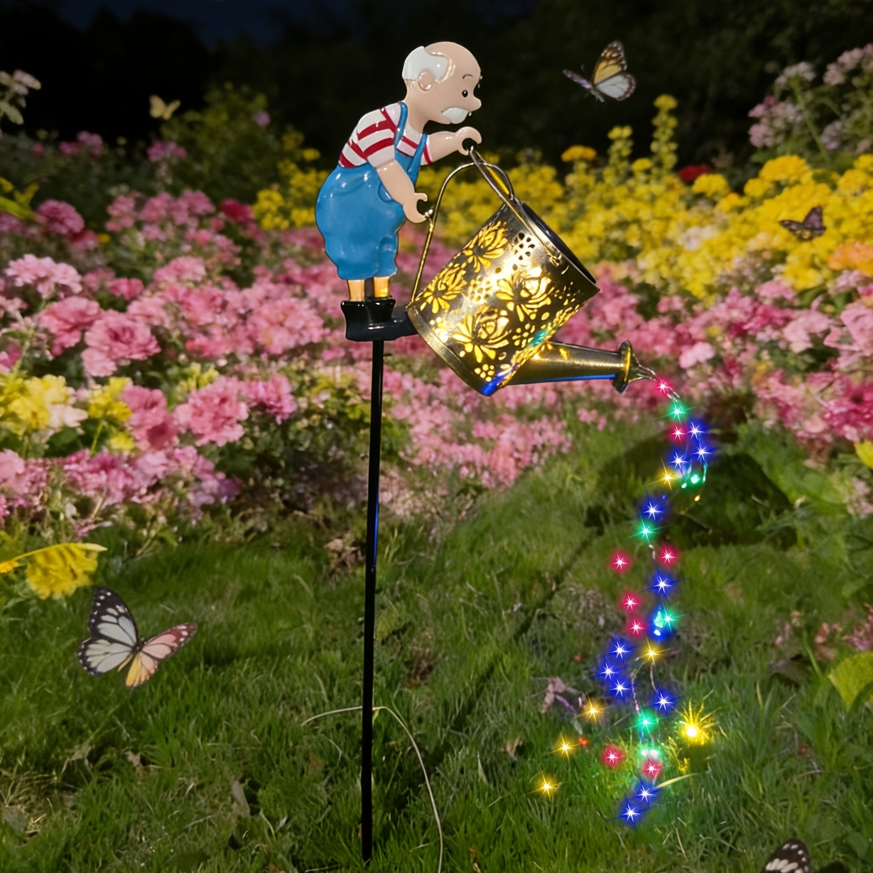 Metal Solar Watering Dad/Mom Light Post – Outdoor Lawn Light, Courtyard Decoration and the Perfect Gift for Gardening Enthusiasts