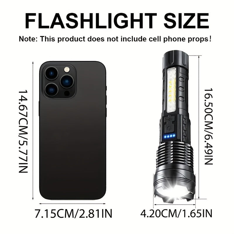 1 件多功能戶外手電筒，具有超亮伸縮變焦功能，可充電露營燈，適合旅行、露營、健行、釣魚和緊急情況。IP44