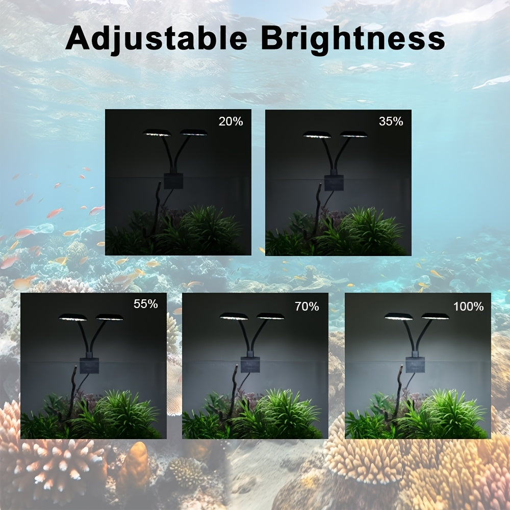 USB Aquarium LED Light, Clip-On Fish Tank Lamp, Full Spectrum Dimmable Plant Grow Light, 360° Rotatable Decorative Lamp