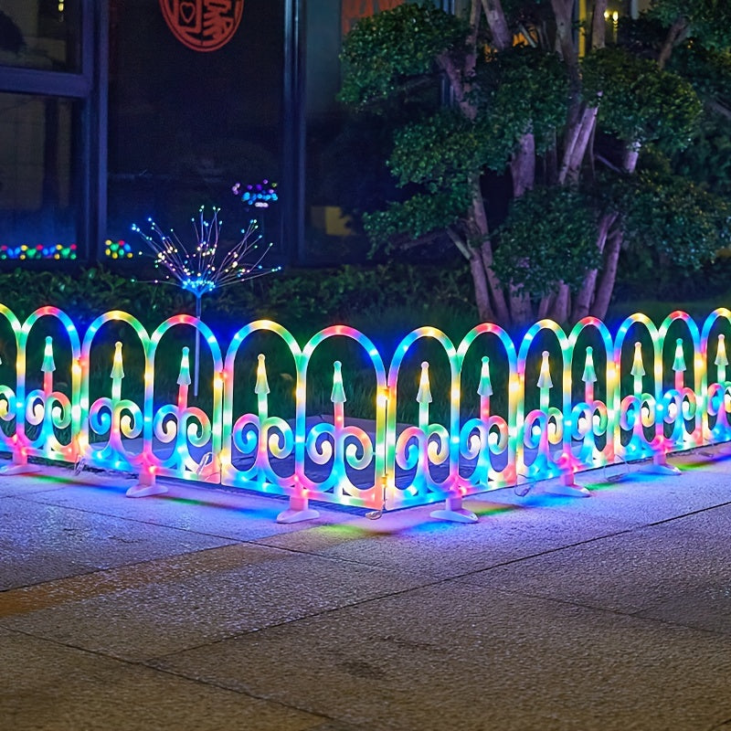 8-Piece Outdoor Solar Fence Light, Solar/USB Dual Power Supply, Warm Light / Color Light Optional, Suitable for Friend Gathering Decorative Atmosphere Light, Valentine's Day Decoration, Proposal Arrangement, Shop, Patio