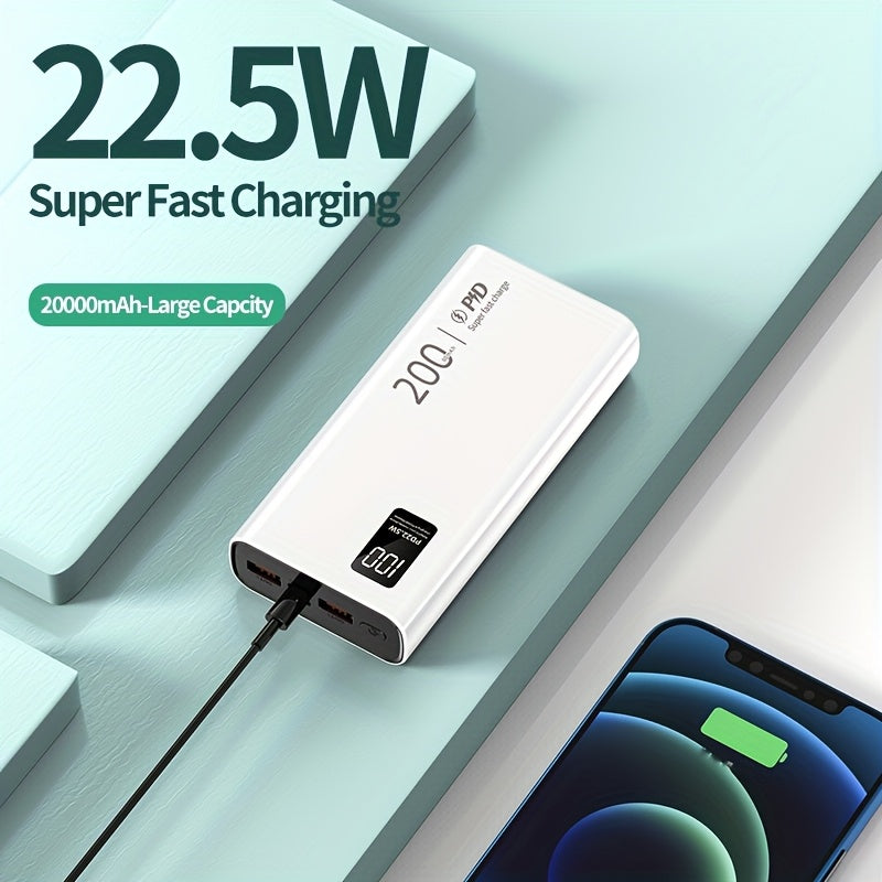22.5W Fast Charging 20000Mah Portable Power Bank PD20W Dual Input Three Output