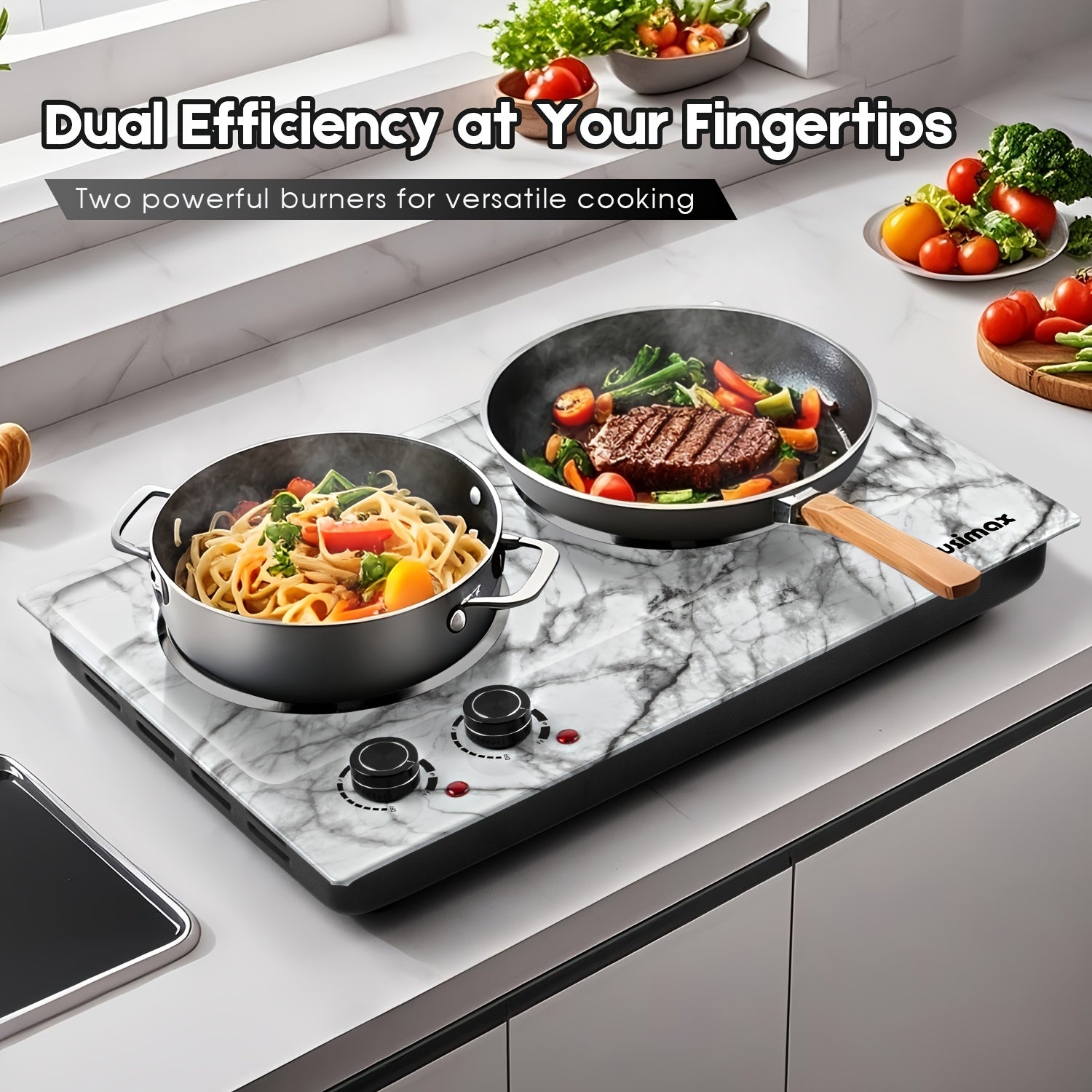 Portable Electric Hot Plate, 1800W Glass Double-Sided Countertop Stove, Dual-Control Stainless Steel Infrared Electric Stove, Small Electric Cooker, Ideal for Home, Dormitory & Office