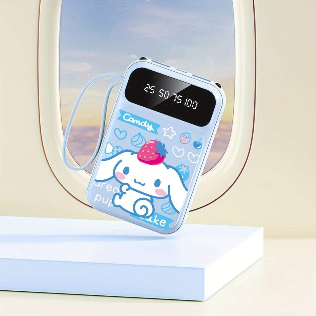Cinnamoroll Power Bank Cute Sanrio Portable Charger Blue, 20000mAh Travel Essential Power Bank with 4 Built-in Cable, Small And Fast Charging Battery Pack, Ultra-bright LED Lights, Suitable for IPhones/Android Phones