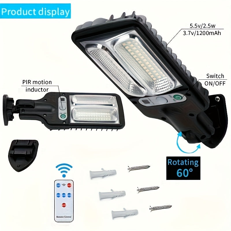 Super Bright 78LED Remote Control Sensor Street Light Area Lighting, Smart Wall Light Upgraded Lithium Battery 1200mAh with Remote Control, 3 Functional Modes, Switchable Automatic Lighting in Darkness, Suitable for Roads