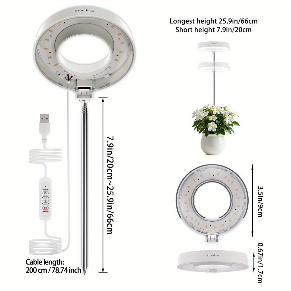 2-Pack Modern Full Spectrum Indoor Grow Light, 720° Rotatable Magnetic Lamp Head, 3/6/9H Auto Timer, 4 Dimmable Levels, Height Adjustable, Ideal for Small Indoor Potted Plants & Gardening Enthusiasts