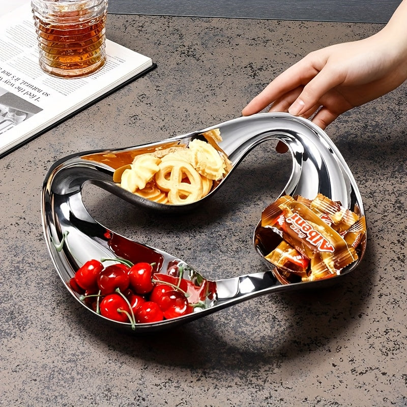 1 High-Quality Silver Stainless Steel Candy Dish, Suitable for Kitchen, Living Room, Dining Room as Appetizer Tray, Snack Bowl, Multi-Functional Snack Tray for Nuts, Candy, Salad, Fruit, Snacks