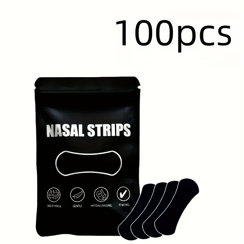 60pcs/30pcs 黑色胶布鼻贴 - 高级止咳鼻贴，额外持久，睡眠质量和呼吸更好，低过敏性鼻塞缓解，无药物，易于应用和移除，鼻贴缓解鼻塞 100pcs